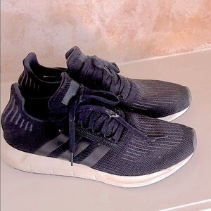 Adidas Mens Sneaker Running Navy Lace Up Size 11.5 Exercise 3 Stripe Lightweight